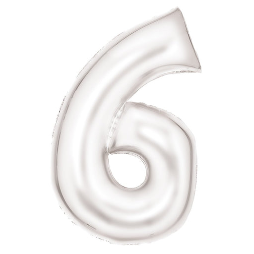 Silk Lustre White Number 6 foil balloon
