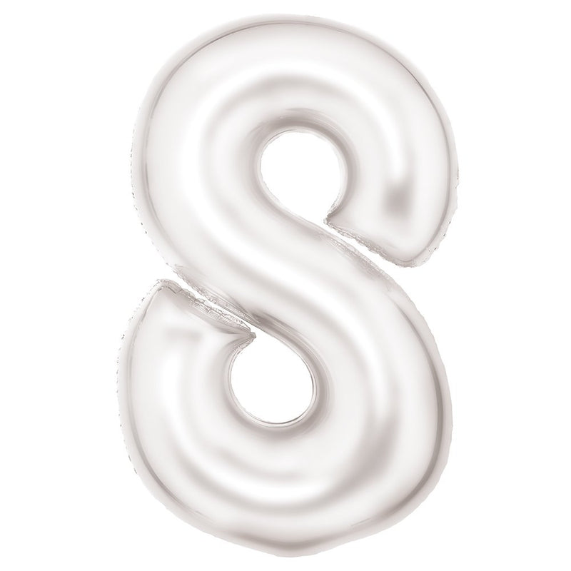 White Number 8 foil balloon