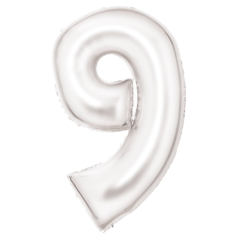 Silk Lustre White Number 9 foil balloon