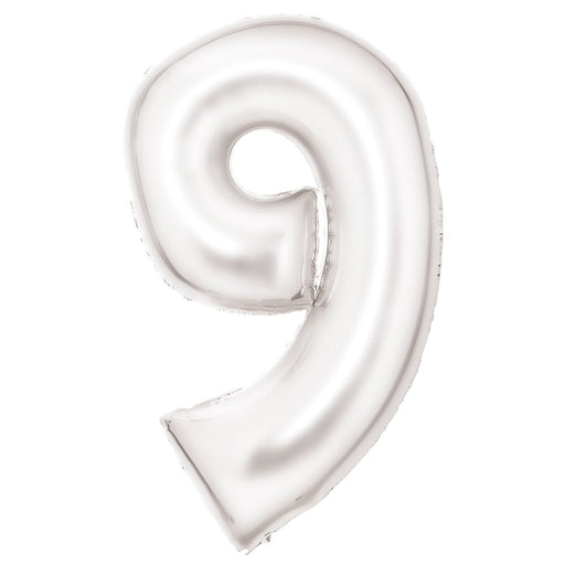 Silk Lustre White Number 9 foil balloon
