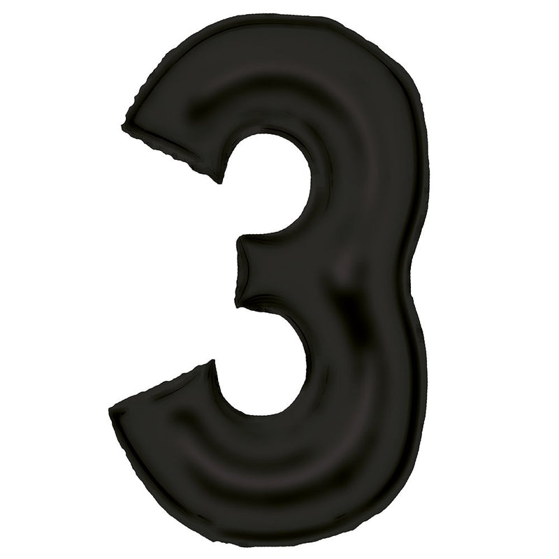 Black Number 3 foil balloon