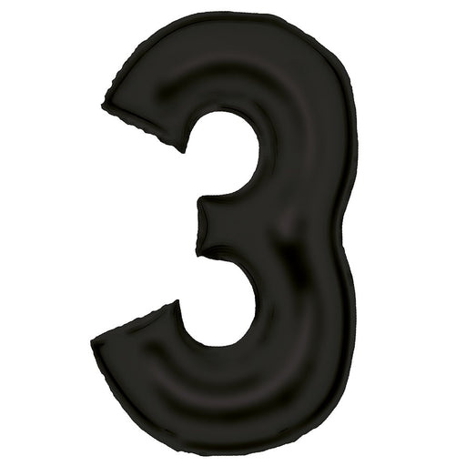 Black Number 3 foil balloon