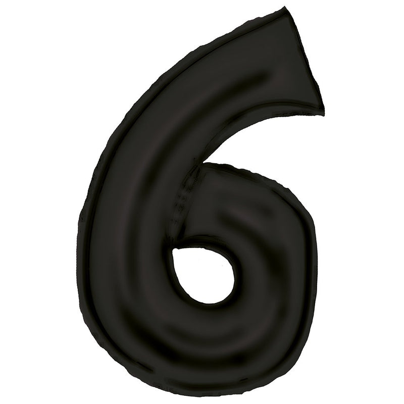 Black Number 6 foil balloon