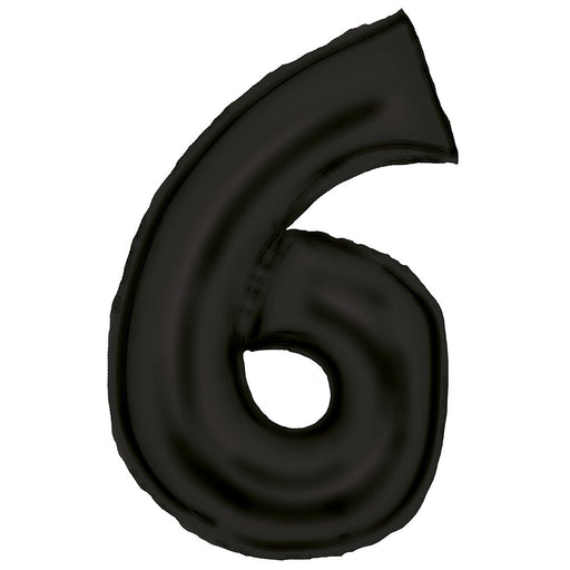 Black Number 6 foil balloon