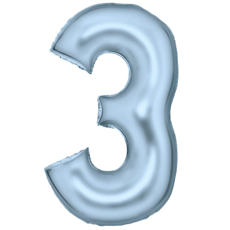 Pastel Blue Number 3 foil balloon