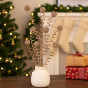 Champagne Glitter 9-Ball Swirl Pick – 63cm Christmas decoration stem – thumbnail