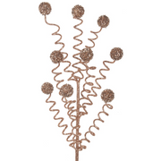 Champagne Glitter 9-Ball Swirl Pick – 63cm Christmas decoration stem – thumbnail