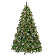 9ft (274cm) Wintery Pine artificial Christmas tree with pre-lit twinkle lights, featuring a realistic green pine look, perfect for a cozy and illuminated holiday display.