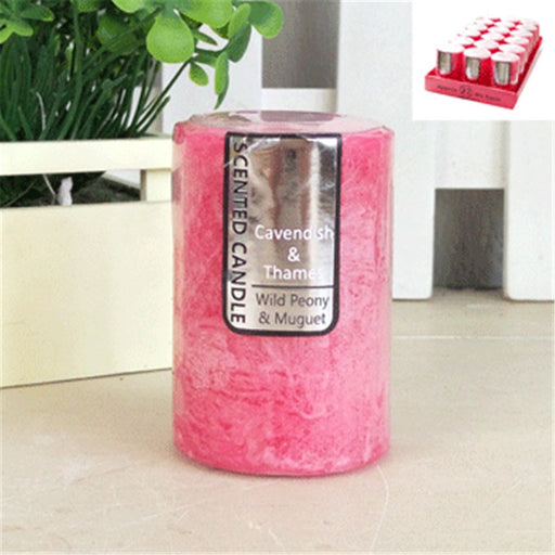 Wild peony muguet scented pillar candle 5x7.5cm