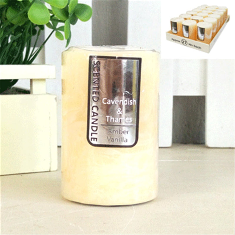 Amber vanilla scented pillar candle 5x7.5cm