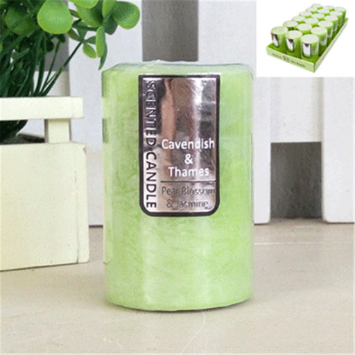 Pear blossom jasmine scented pillar candle 5x7.5cm