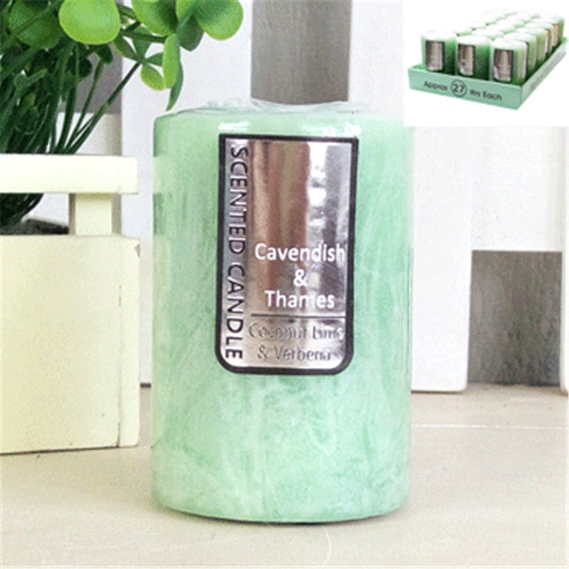 Coconut lime verbena scented pillar candle 5x7.5cm