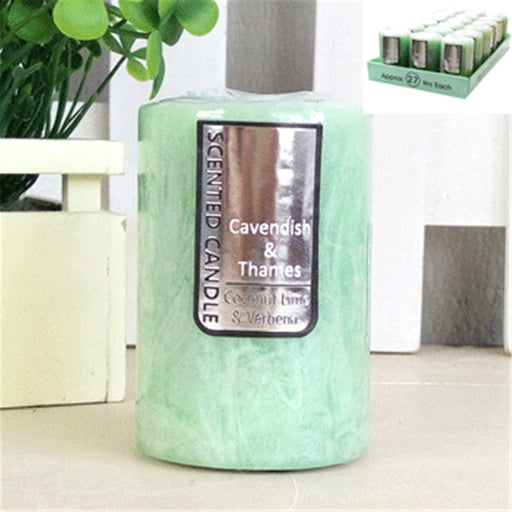 Coconut lime verbena scented pillar candle 5x7.5cm