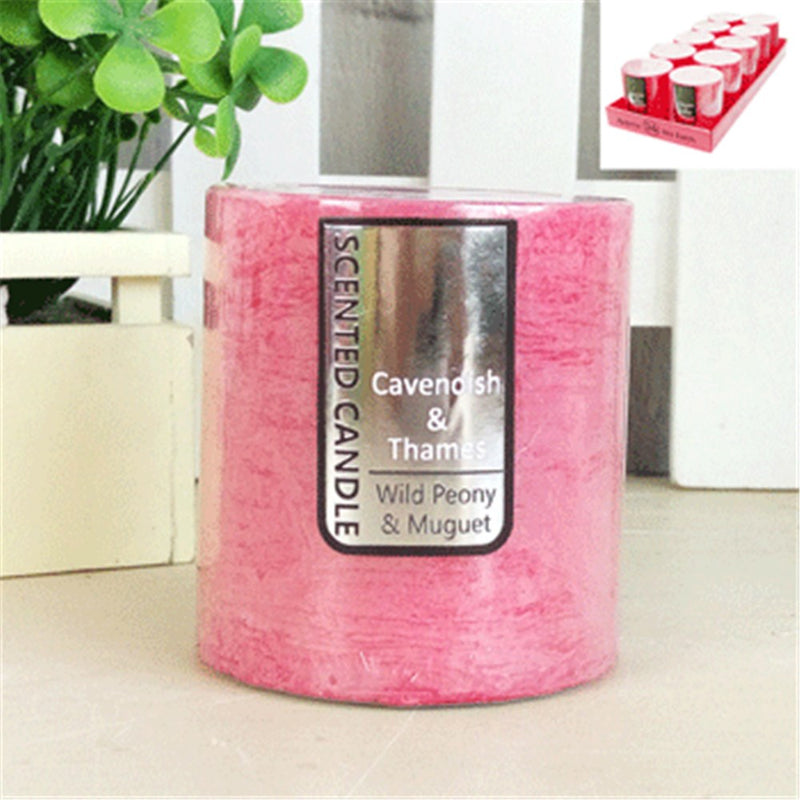 Wild peony muguet scented pillar candle 7x7.5cm