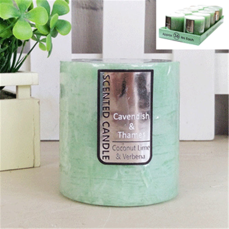 Coconut lime verbena scented pillar candle 7x7.5cm