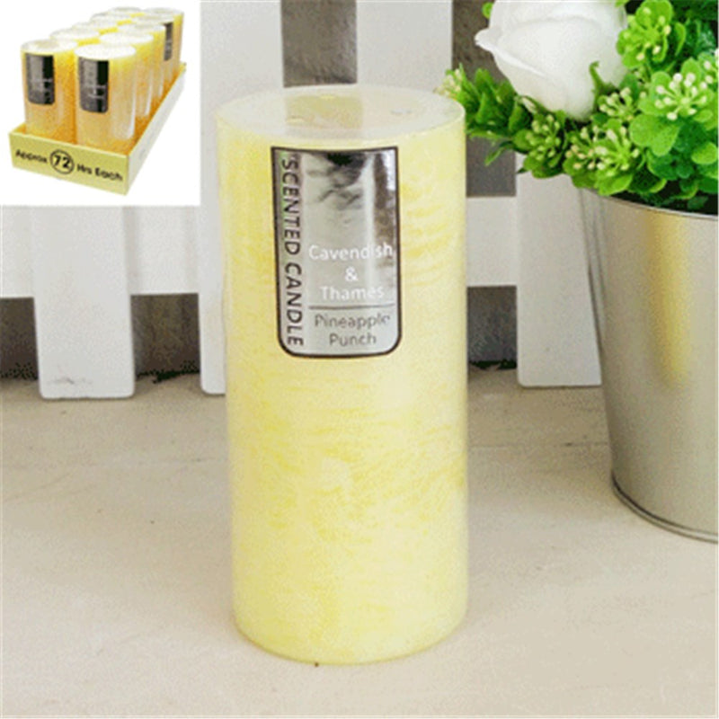Large yellow pineapple punch scented pillar candle 7x15cm