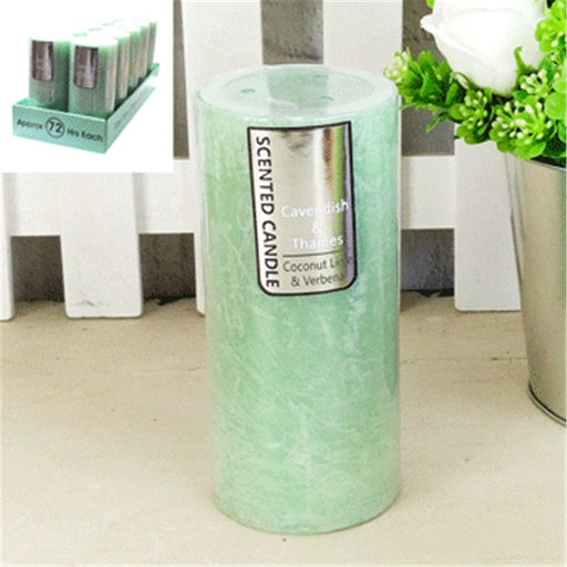 Large mint green coconut lime scented pillar candle 7x15cm