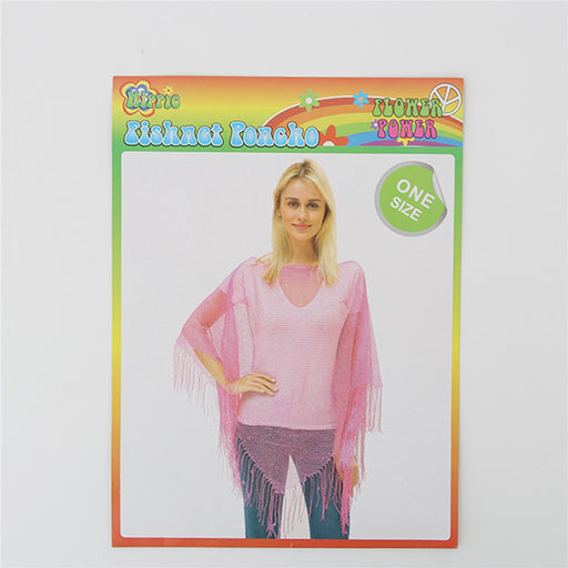 Pink fishnet mesh poncho
