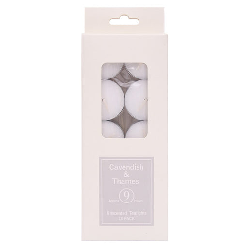 Pack of 10 unscented tealights 9 hour burn