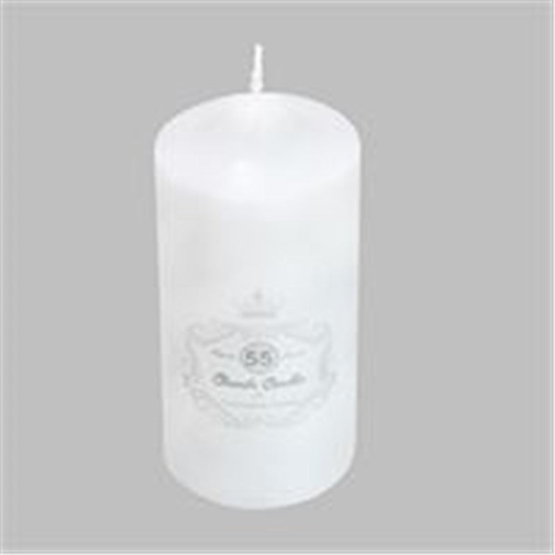 Large tall white unscented pillar candle