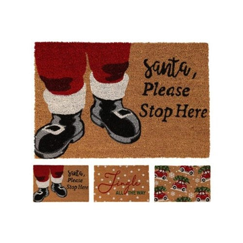 Coir holiday doormat, three assorted designs
