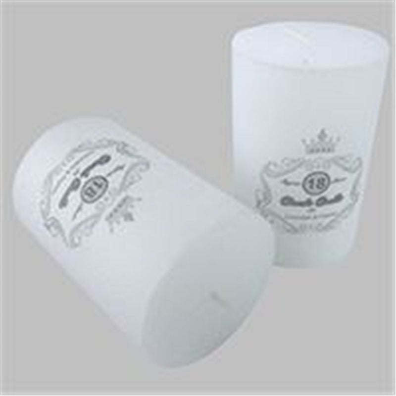 Small white unscented pillar candle