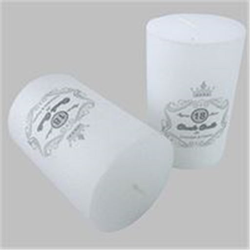 Small white unscented pillar candle