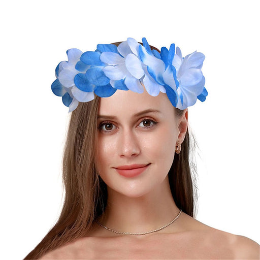 Hawaiian floral lei set with headband and wristbands