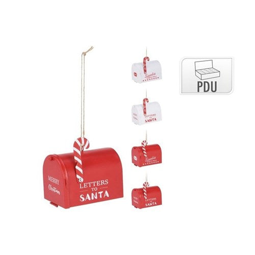 Four 8 x 7 cm metal mailbox hanging decorations
