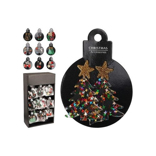 Nine-piece set of Christmas earrings and hair clips