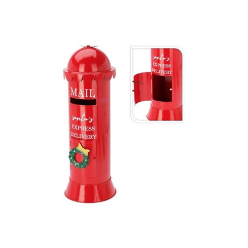 53 cm round red metal mailbox décor