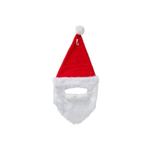 Santa hat with beard 30 x 65cm Christmas costume accessory