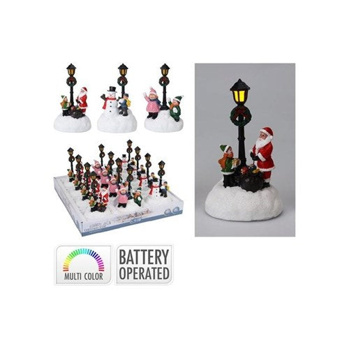 Three 13 cm battery lit scenery lanterns