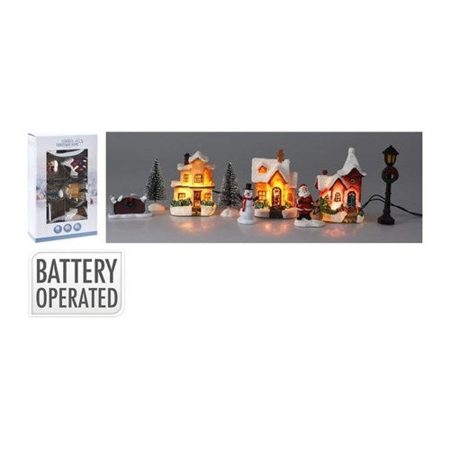 LED lit Christmas village decoration