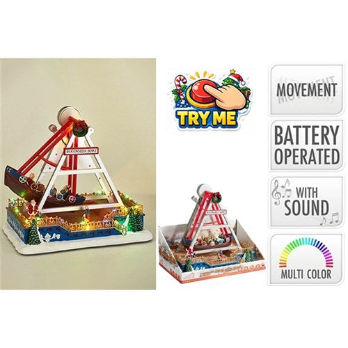 32cm battery operated LED Christmas rocking ship