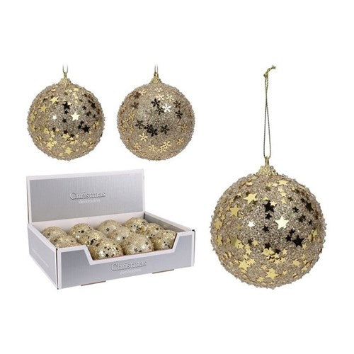 8 cm lightweight polyfoam bauble in glitter gold