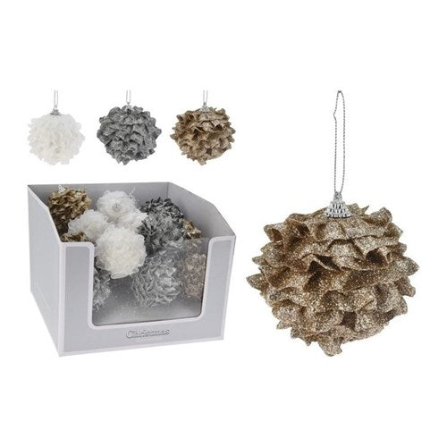 Four 8 cm pinecone style ornaments