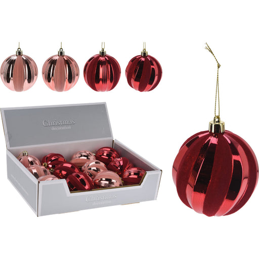 Ronis Christmas Ball 8cm Flocked 4 Assorted