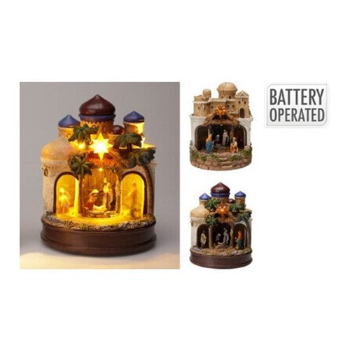 Two assorted 22 cm nativity castle backdrops