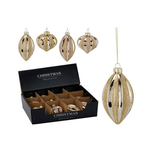 Four assorted glass ornaments grouped together