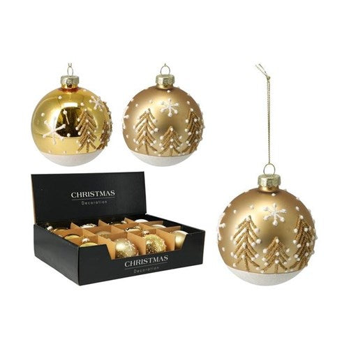 Two assorted 8 cm glass baubles