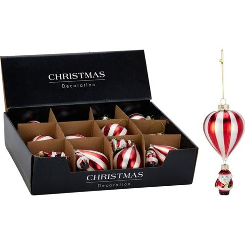 16cm glass candy hot air balloon Christmas ornament