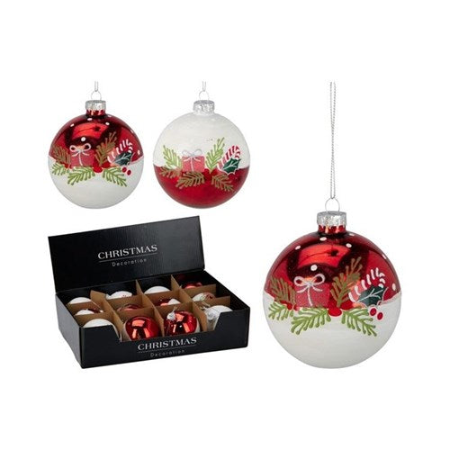 Two assorted 8 cm Christmas baubles