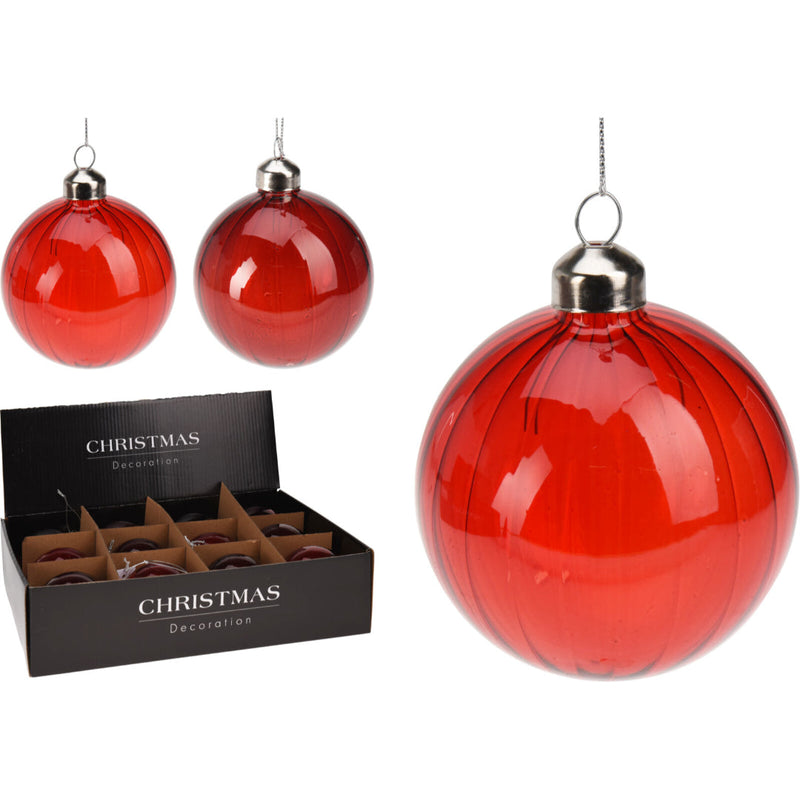 Ronis Christmas Ball Glass 8cm 2 Assorted Red
