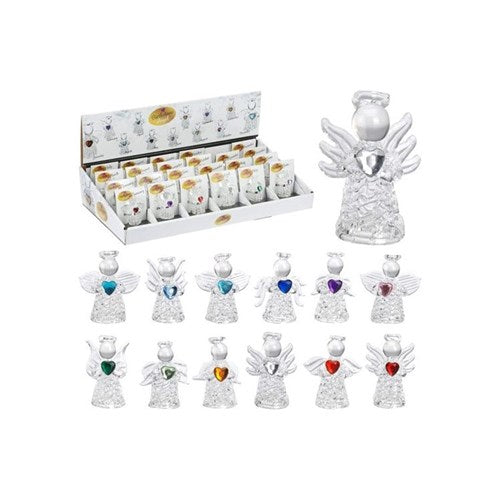 5cm glass angel with birthstone assorted Christmas ornament