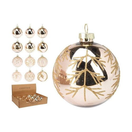 80 mm brown glitter bauble with warm sparkle