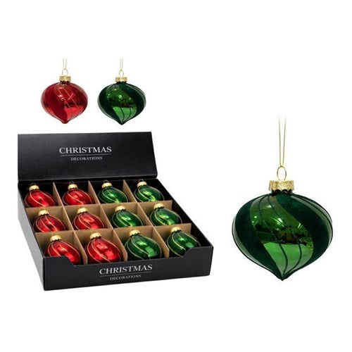 80mm onion shape glass Christmas bauble assorted