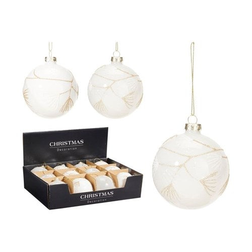 shiny and frosted glass Christmas bauble 80mm assorted