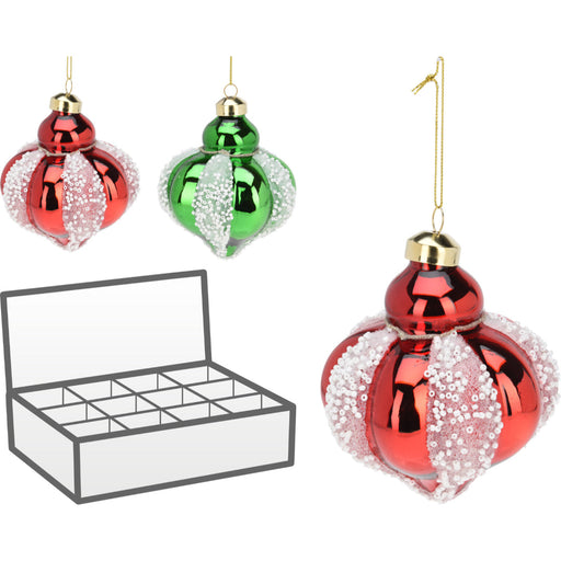 Ronis Christmasball Glass Glitter Stripe