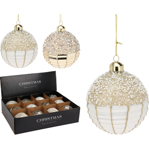 Ronis Christmas Ball 8cm Glass 2 Assorted